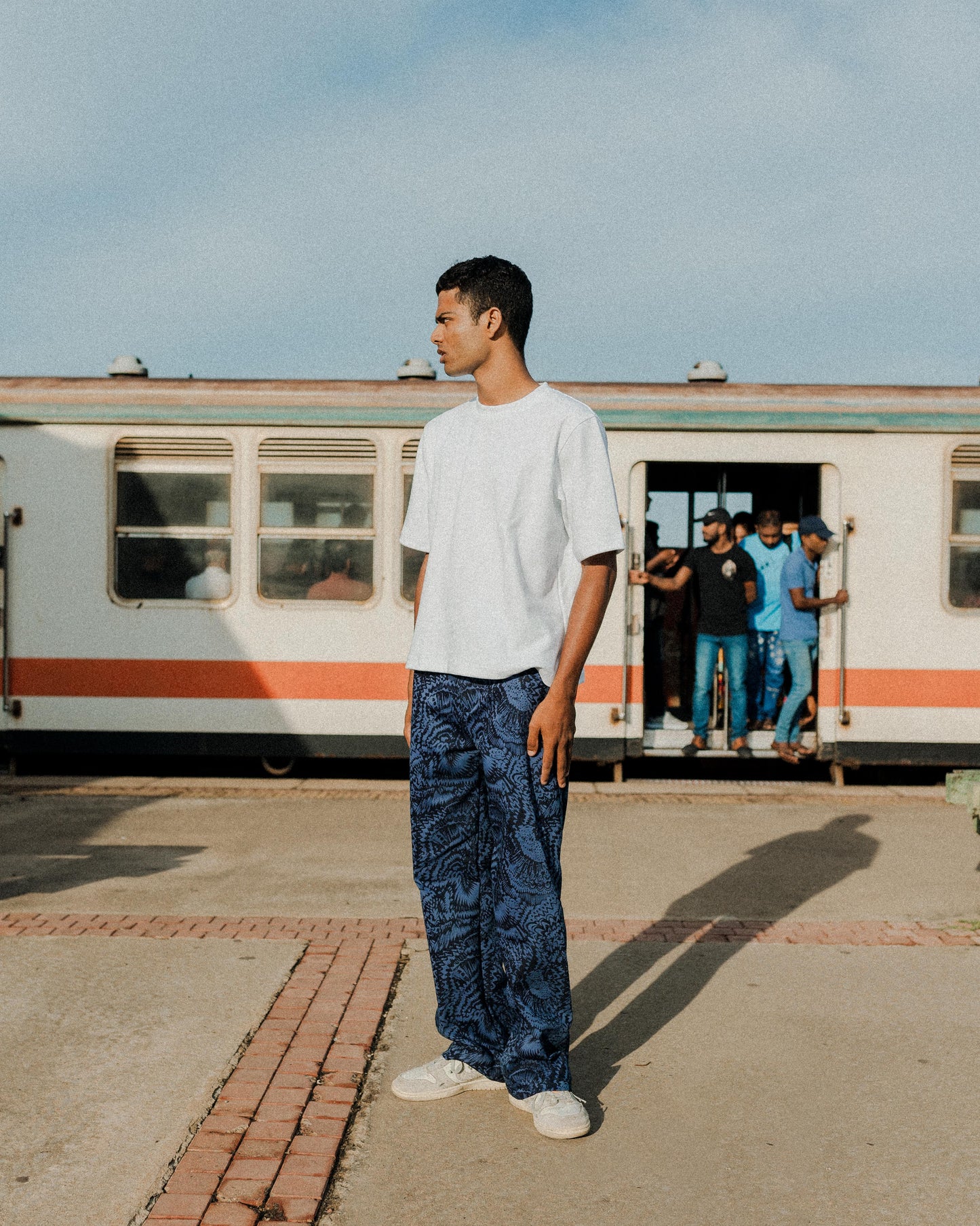Printed Denim Pants