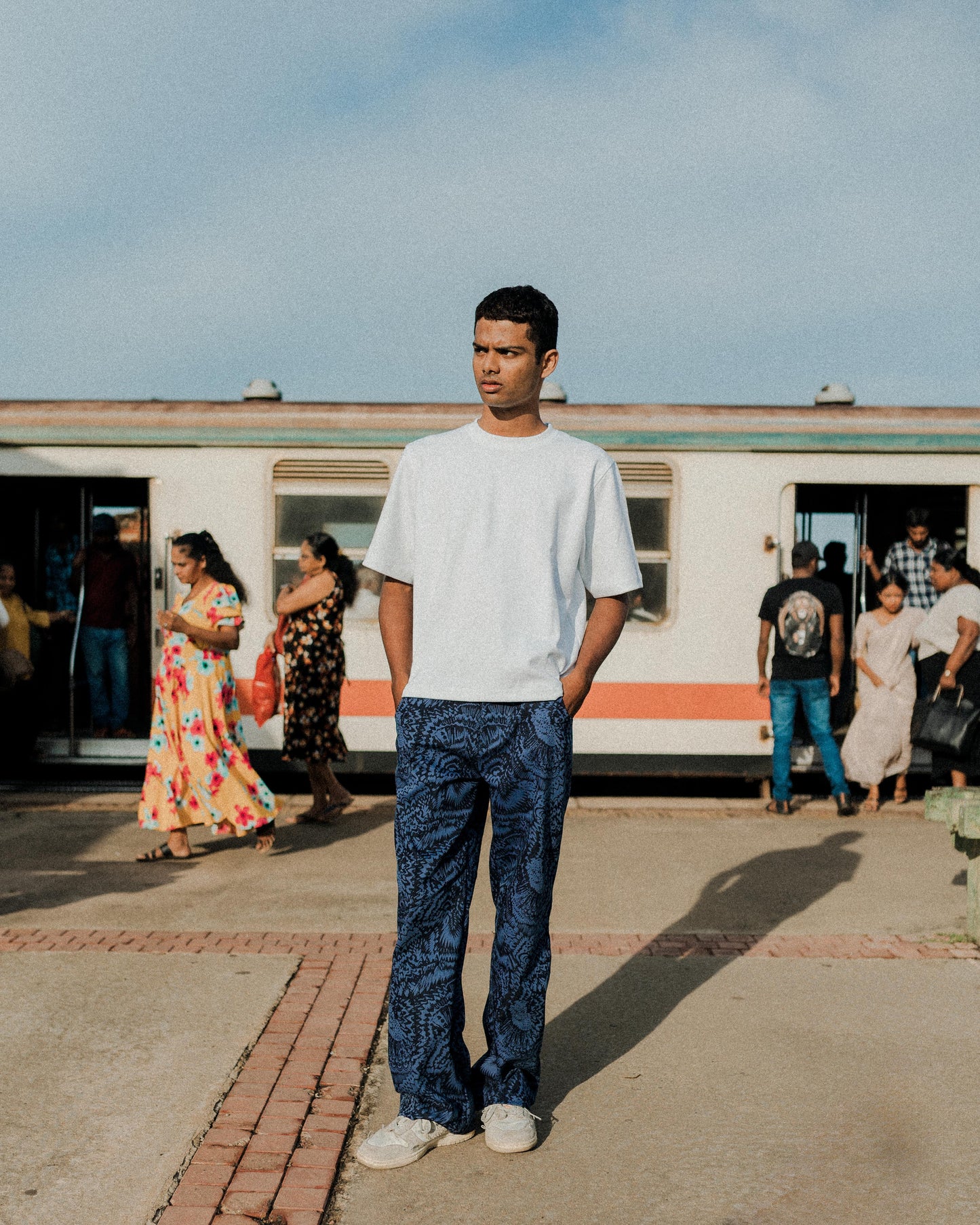 Printed Denim Pants