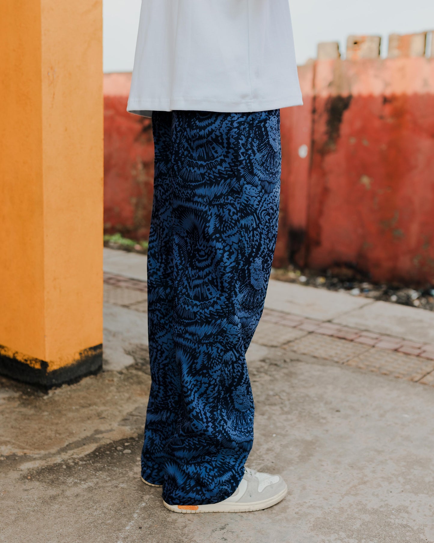 Printed Denim Pants