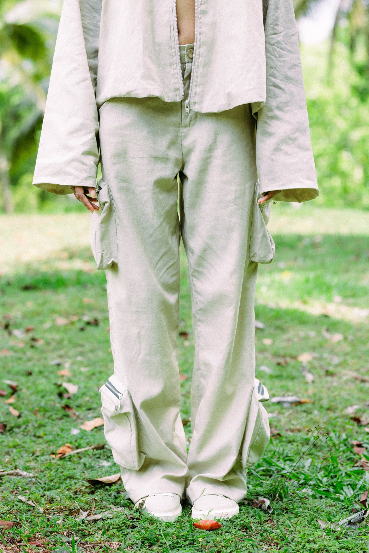Multi Pocket Linen Cargo Pants