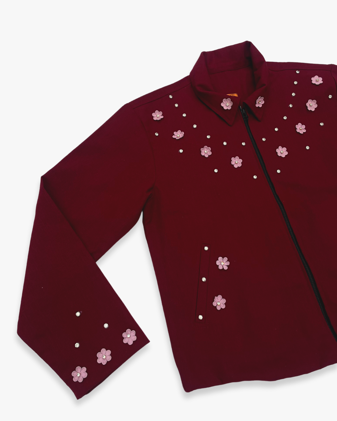The Embellished Jacket - Maroon