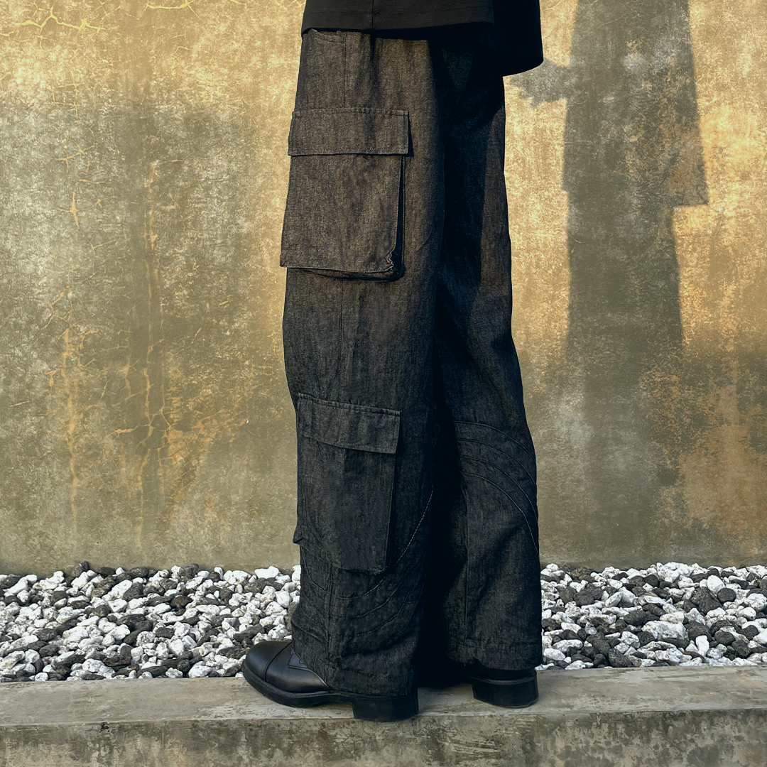 Raw Denim Multi Pocket Cargo Pants