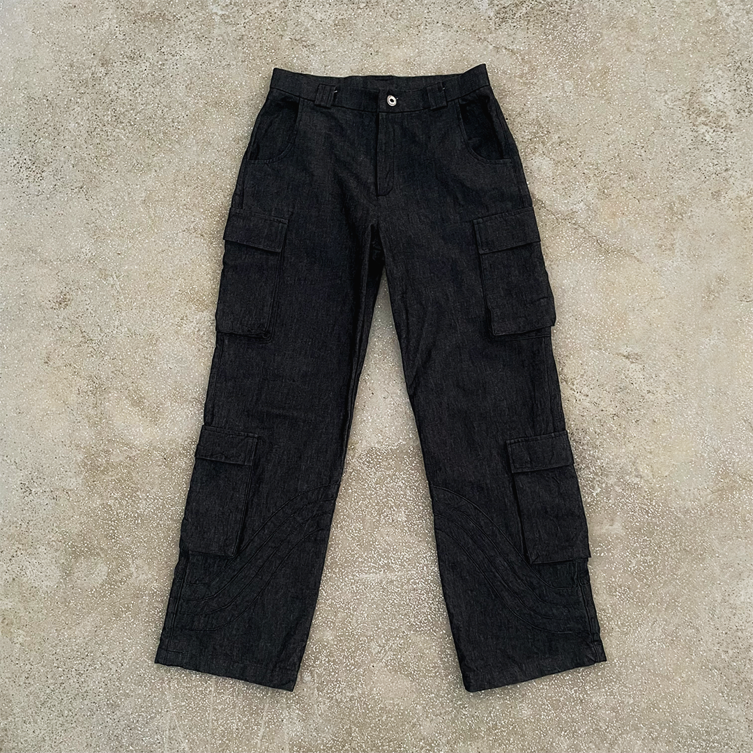 Raw Denim Multi Pocket Cargo Pants
