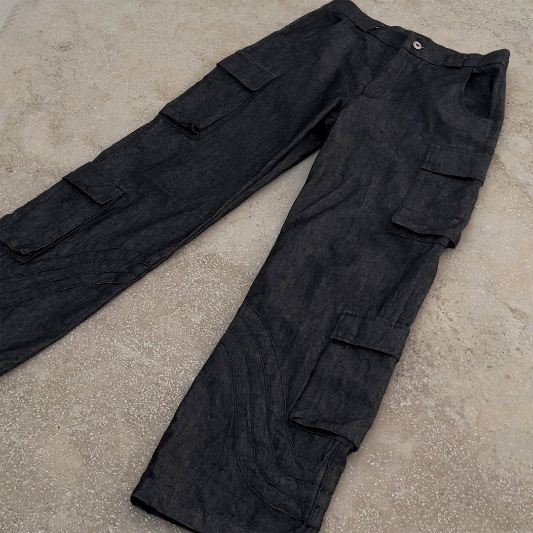 Raw Denim Multi Pocket Cargo Pants