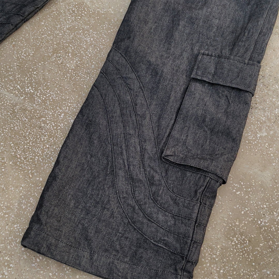Raw Denim Multi Pocket Cargo Pants