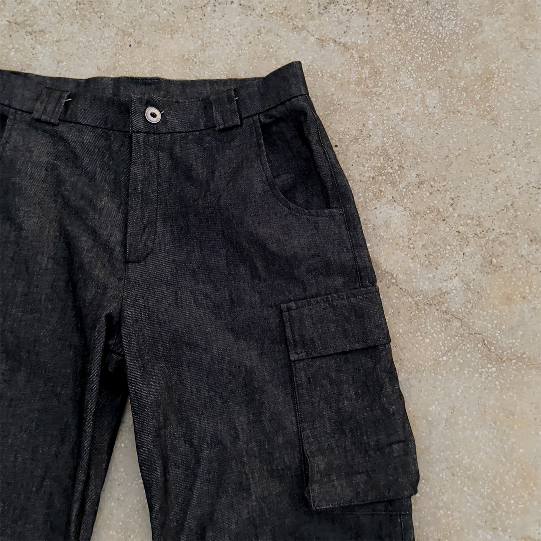 Raw Denim Multi Pocket Cargo Pants