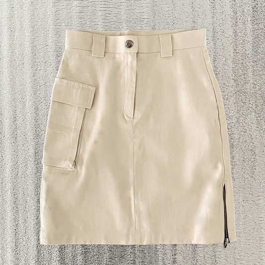 Flared Utility Cargo Skirt - Cream