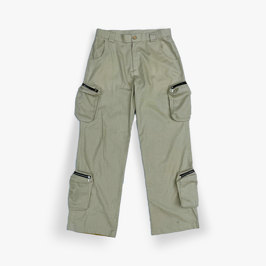 Multi Pocket Linen Cargo Pants